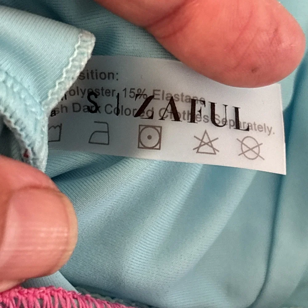 New ZAFUL Women's Small Tankini Set V Neck Tummy Control Tie Side and Back NWT